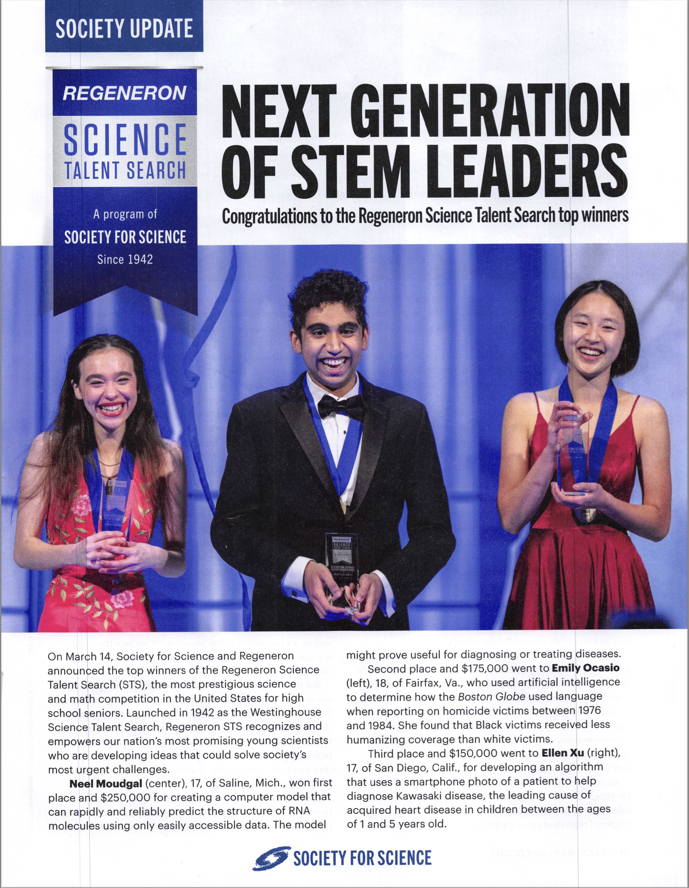 2023 Regeneron STS Winner Ellen Xu-- 3rd Place